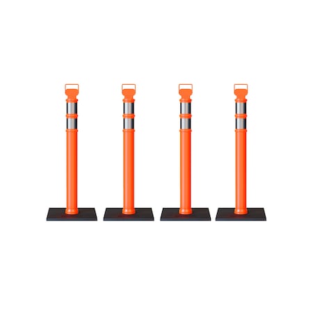 Montour Line Orange Delineator Post with Base, 45 In, 4 Pack DL1-OR-10-KT-4